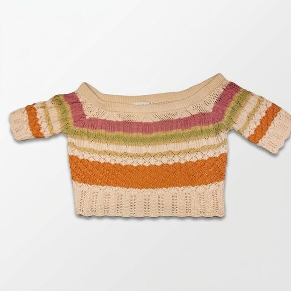 Lush Tops - LUSH BoHo Chic Striped Crochet Knit Crop Top size medium